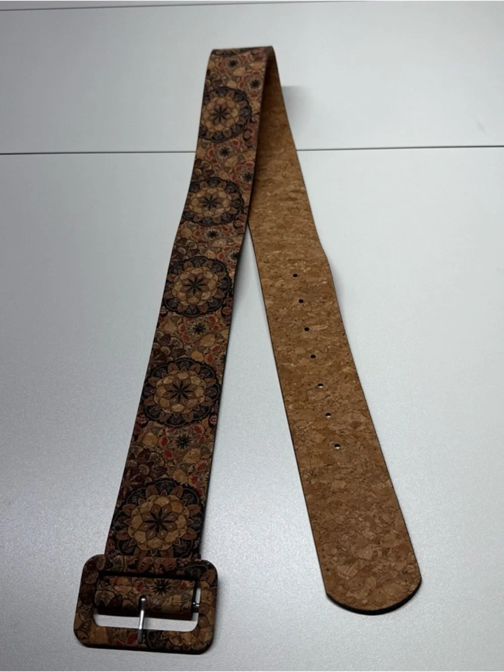 Boho Style Women’s Wide Belt OS Cork‎ Material Mandala Pattern Bohemian Hippie
